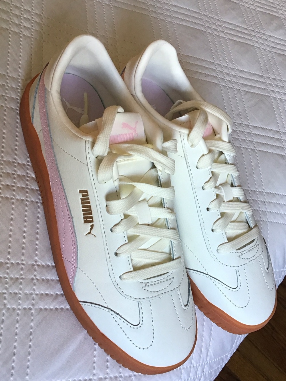 PUMA Cream & Pink Classic Sneakers with Gum Sole